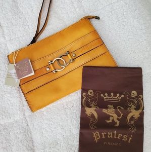 NEW 💯 Pratesi Italian Leather Clutch Wristlet